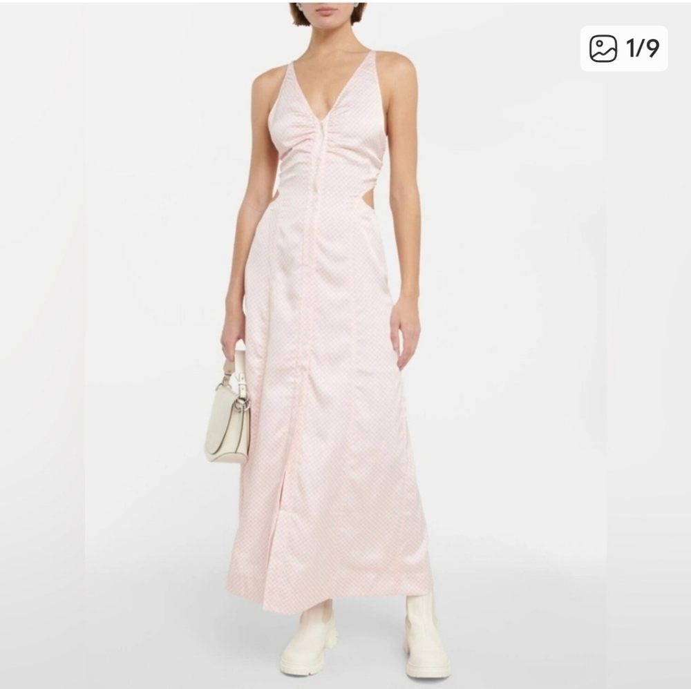 Ganni NWT pink gingham maxi dress Sz 14 ( See Measurements. Suits Smaller)